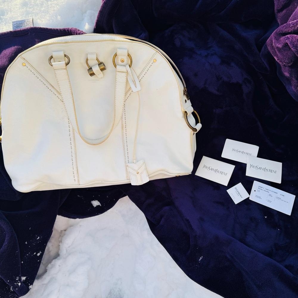 Vintage Yves Saint Laurent Leather Bag ✨ Rare | w/Lock & Keys | Paris Hilton Era - Picture 5 of 11